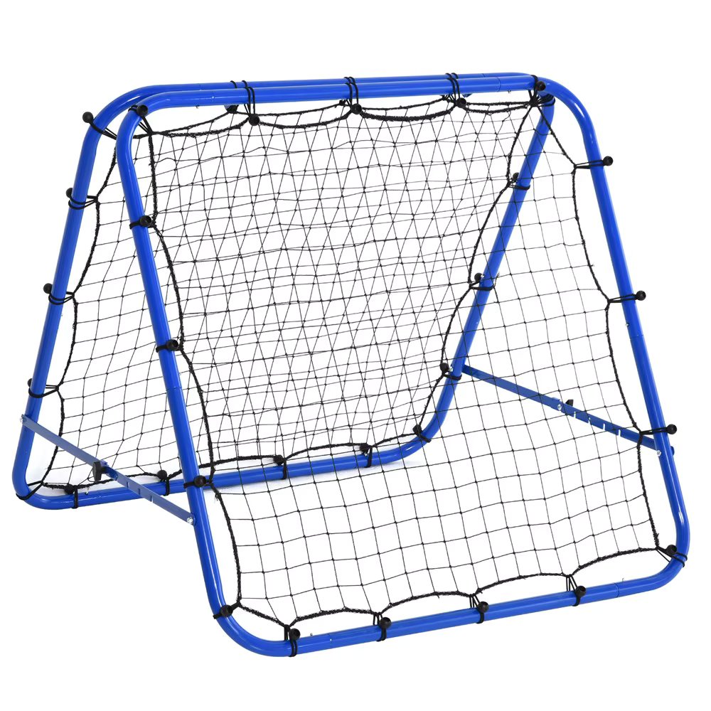 HOMCOM 5 Levels Adjustable Collapsible Bounce Net with Steel Tube for Football Tennis Baseball 100x95x90 cm Blue