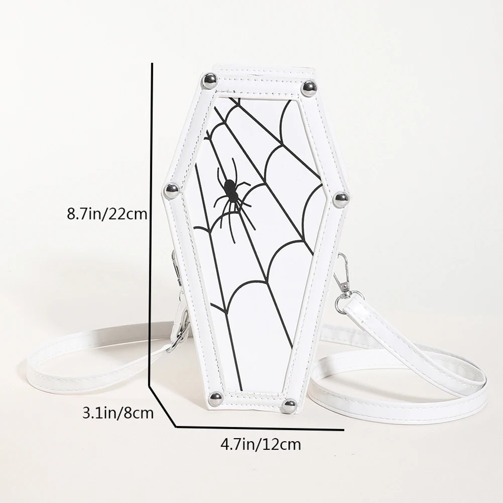 Halloween Purse Spider Web Pattern Novelty Sling Bag  Gothic Coffin Shape Crossbody Bags PU Leather Women Shoulder Bag Phone Bag