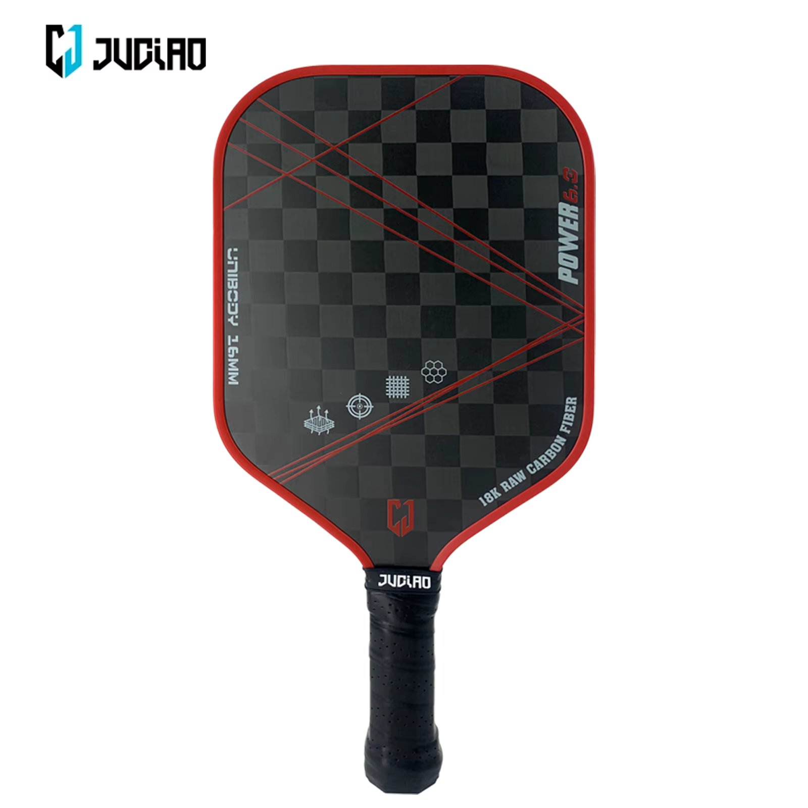Thermoformed 18K Raw Carbon Fiber Surface For Spin And Control Foam Injected Edges  Wide-Body Pickleball Paddle