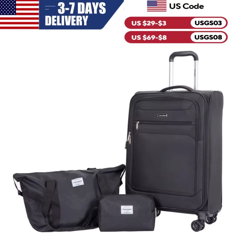 2 Piece Luggage Set Softside Expandable, Lightweight Carry on Suitcase with Double Spinner Wheels and Travel Duffle Bag