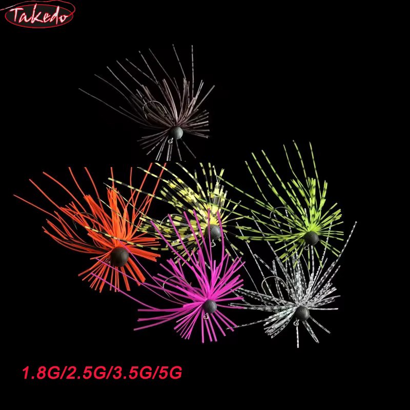 TAKEDO 1.8G 2.5G 3.5G 5G Tungsten Jig Head Weedless Chatterbait Rubber Jig Hook Wire Bait For Carp Trout Perch Bass