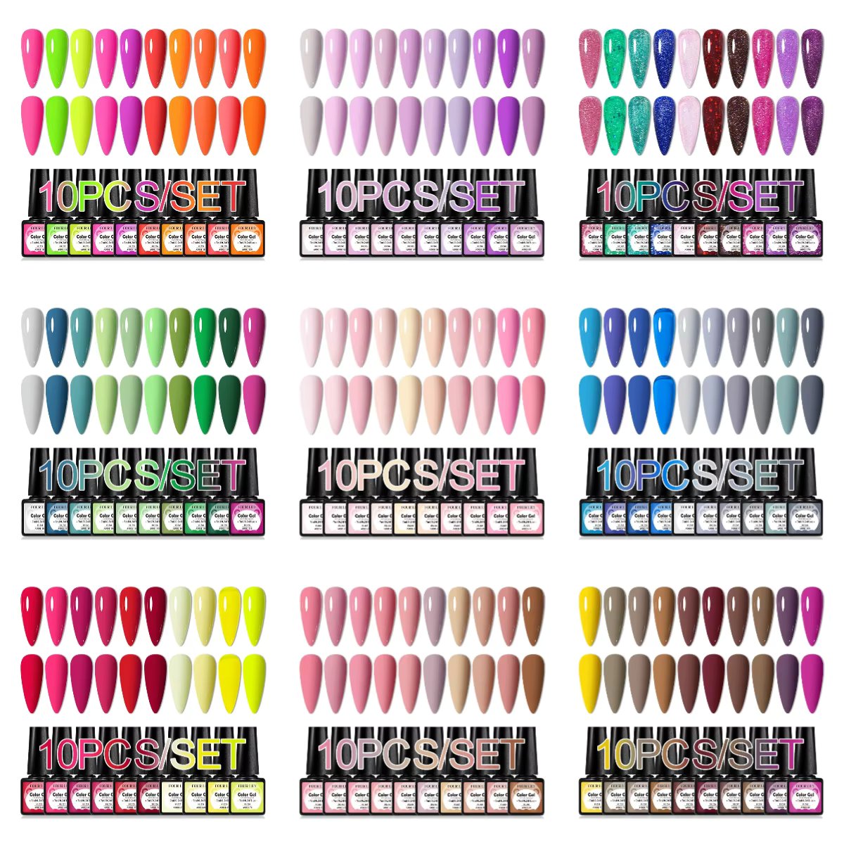 10pcs Gel Nail Polish Kits Colorful Spring Summer Nail Art All For Manicure Soak Off UV LED Gel Polish Set Long Lasting Vernis