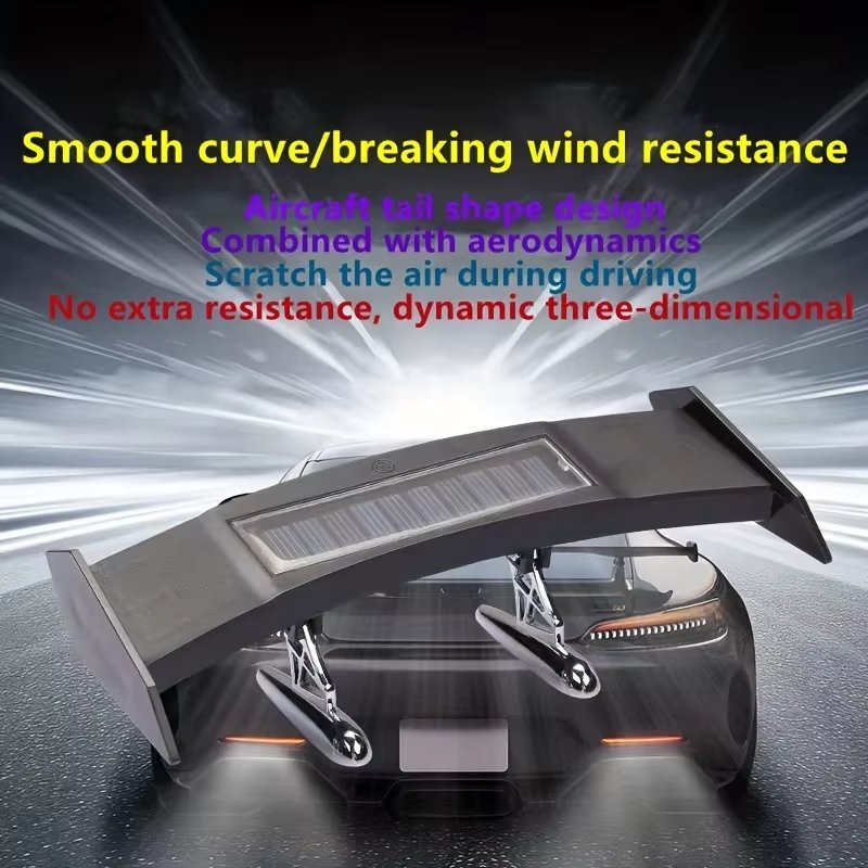 1Pc Mini Solar Tail Light Universal LED Car Rear Spoiler Flashing Warning Waterproof Wing with Smart Sensor Modified Accessories