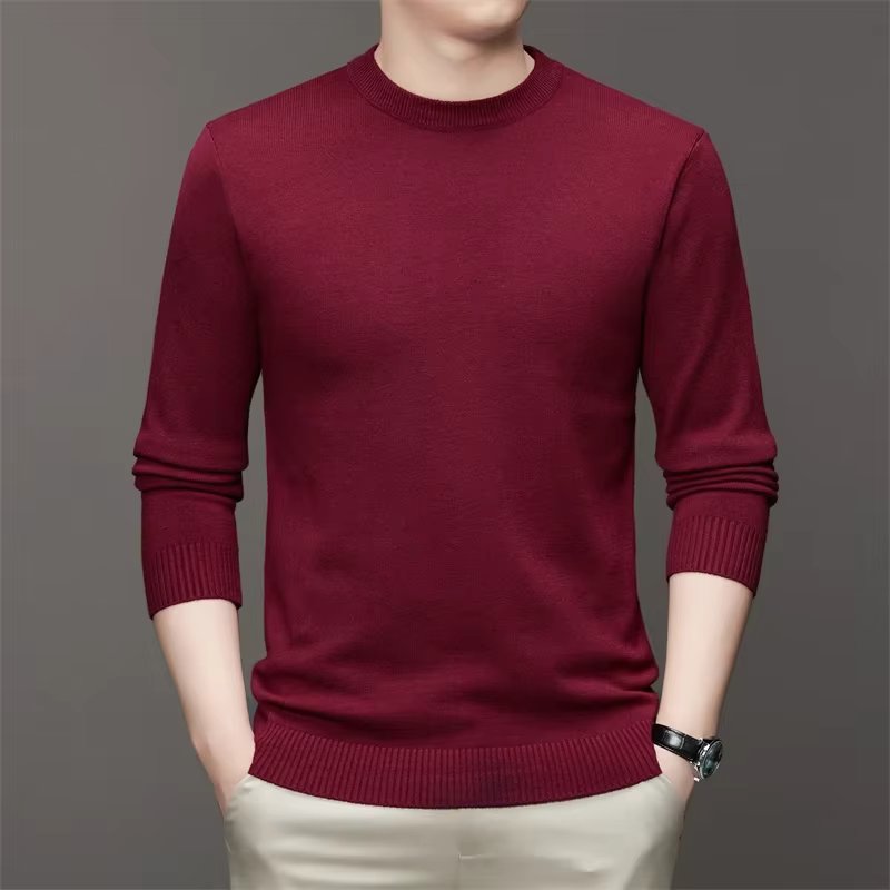 7 Colour Men's Round Neck Long Sleeved Solid Color Sweater Soft Warm and Comfortable Top with a Base