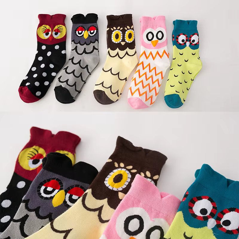 Spring Autumn Winter Ladies Socks Women Cartoon Cotton Socks Wholesale Owl Print Kawaii Socks Calcetines Mujer Funny Meias Femme