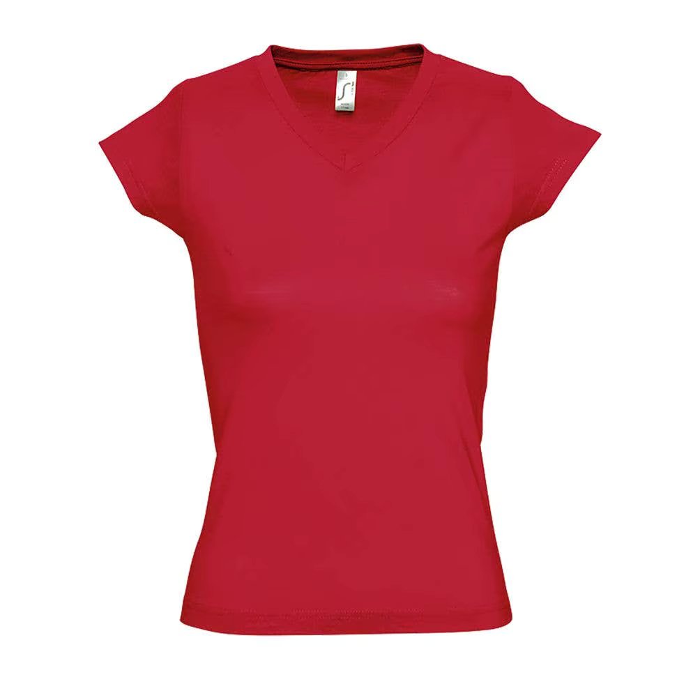 MARNAULA.MOON. V-neck women T shirt. Size = 3XL,COLOR = Red