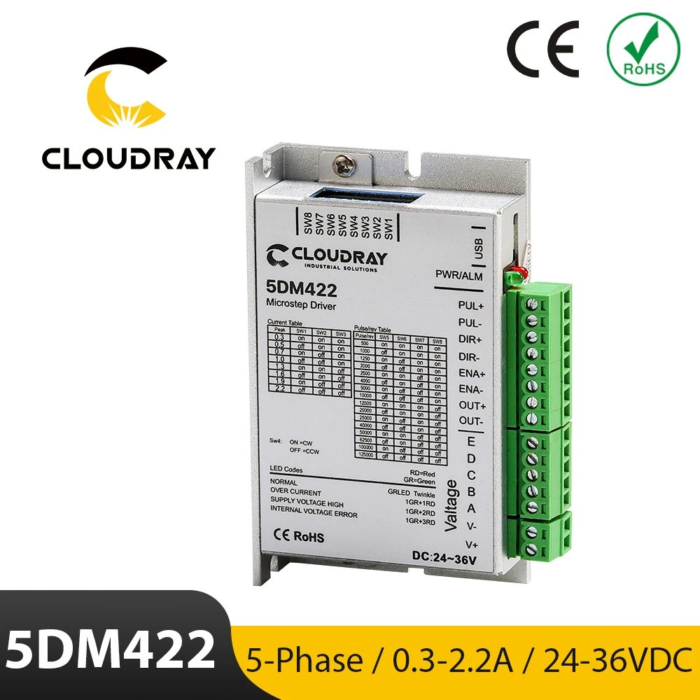 Cloudray 5DM422 Nema 17 5-Phase Stepper Motor Driver 24-36VDC 0.5-2.2A for 5 Phase Stepper Motor Laser Cutting Machine