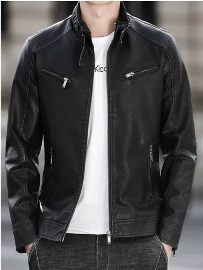 Men's synthetic leather jacket winter