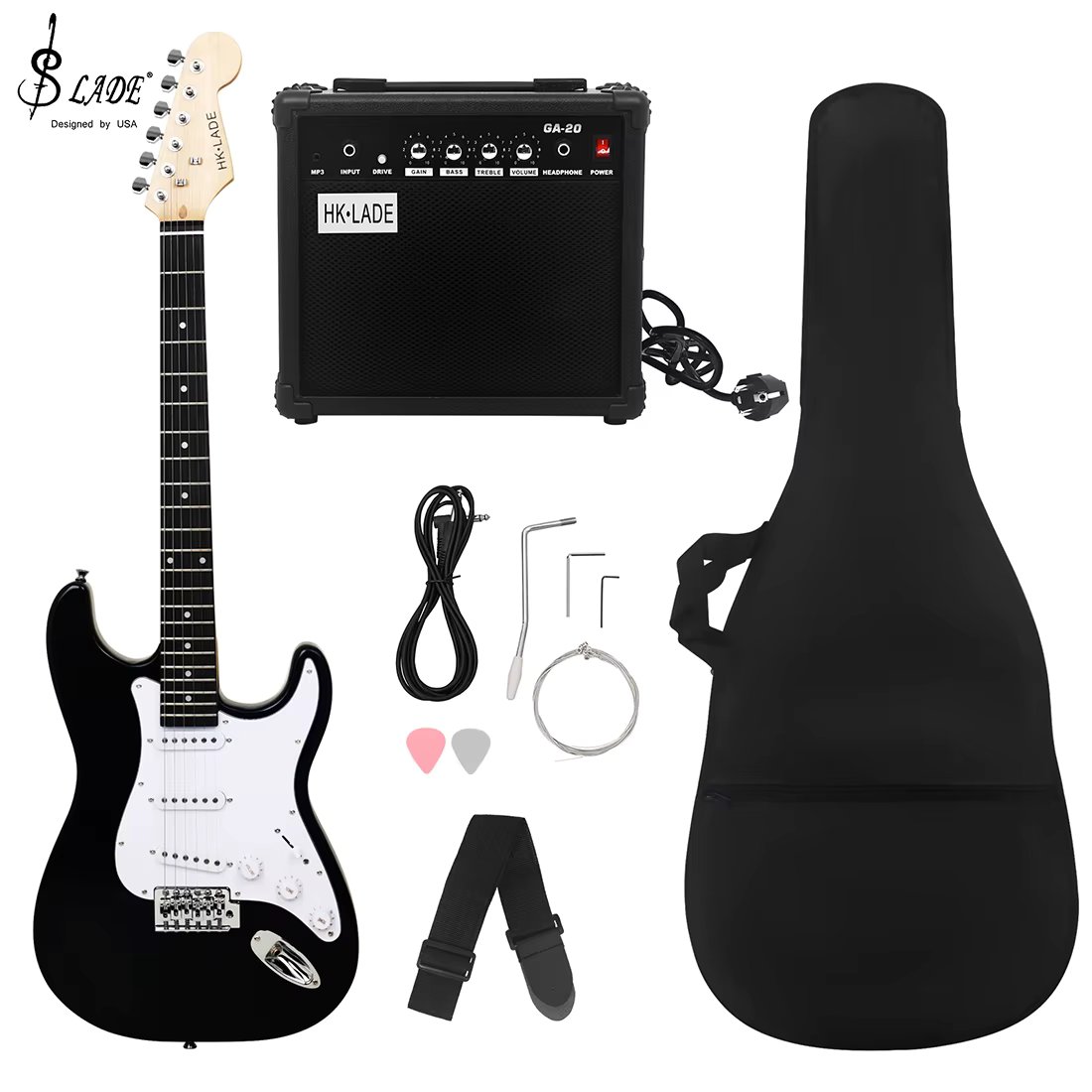 SLADE New 39 Inch Electric Guitar 6 Strings 22 Frets ST Electric Guitar Set Rosewood Fingerboards Electric Guitar with Amplifier