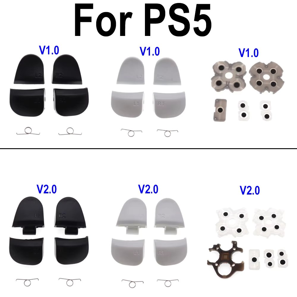 White Black PS5 v1.0 V2 L1 R1+L2 R2 Trigger Buttons Springs +Screwdriver for Sony Playstation 5 PS5 Dualsense Controller