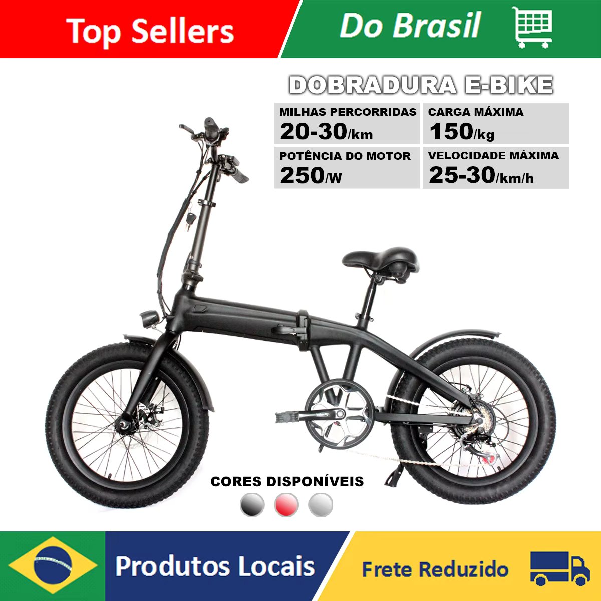 Bicicleta elétrica dobrável Potência 250W 25 km/h Bicicleta elétrica de 6 velocidades