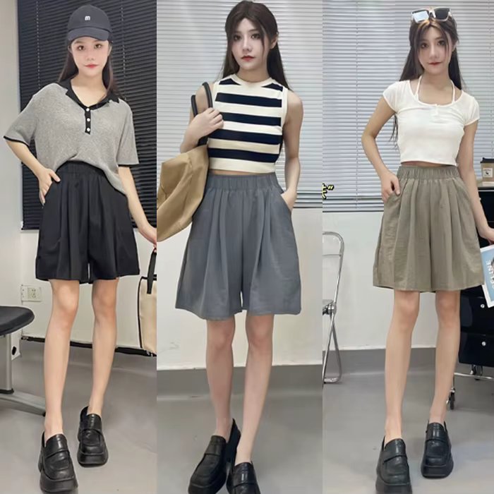 Summer Women's shorts Banding 5 Women's Pants M L Black Brown