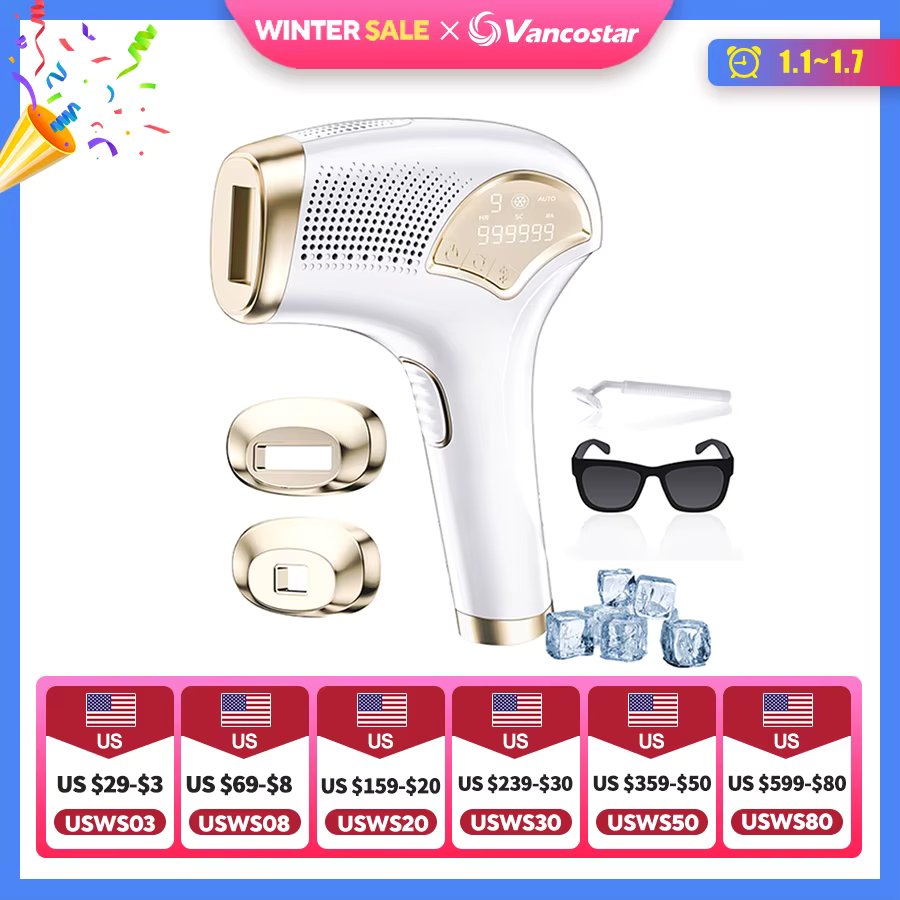 3in1 Cooling Laser Epilator for Women Rejuvenation Acne Remove 3 Window Sizes Bikini Trimmer for Men Free Ship IPL Hair Removal