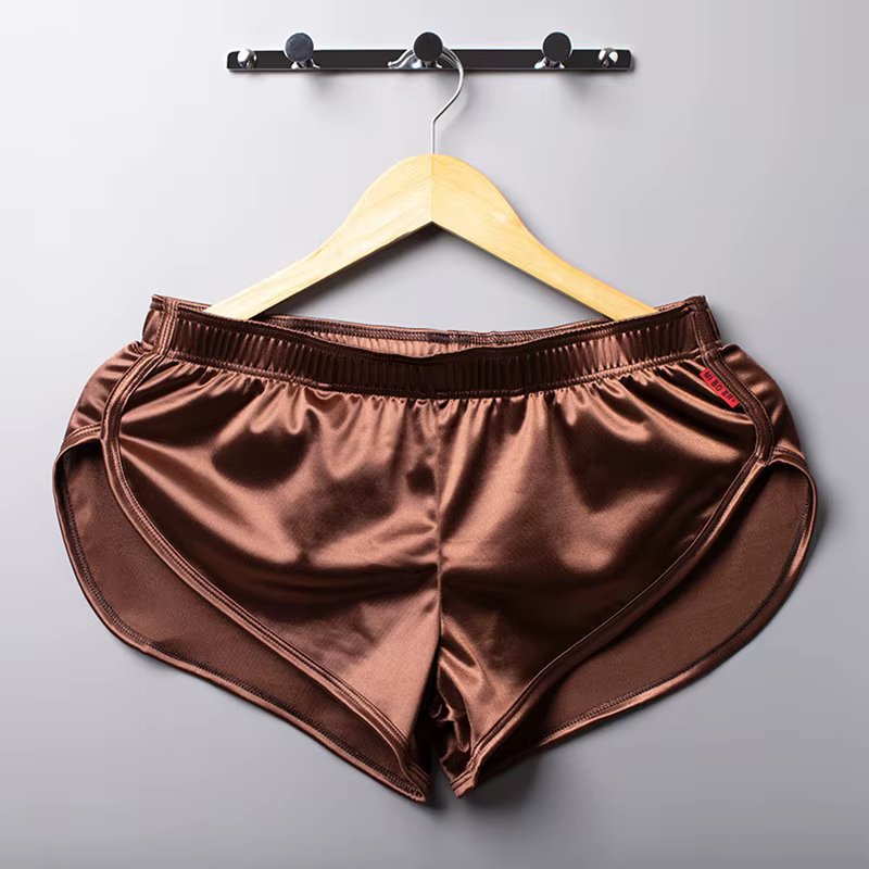 Sexy Ice Silk Boxers for Men Shorts Smooth Satin Sleepwear Underwear Briefs Homewear Solid Color Male Panties Underpants Pajamas