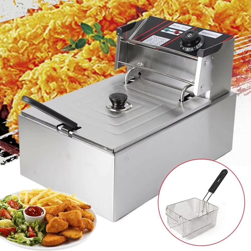 Modern Stainless Steel Fryer Electric Deep Fryer with Baskets 2500W for Supermarket Restaurant