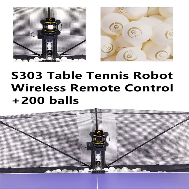 SUZ Table Tennis Robot S303 PING PONG Training Robot, 40 + Balls Thrower-Shooter for Ping Pong Table, Table Tennis Accessories