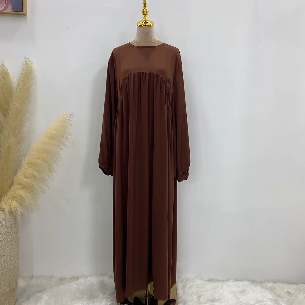 Plain Abaya Muslim Long Dress Women Balloon Sleeve Casual Islamic Clothing Dubai Turkish Modesty Kaftan Ramadan Eid