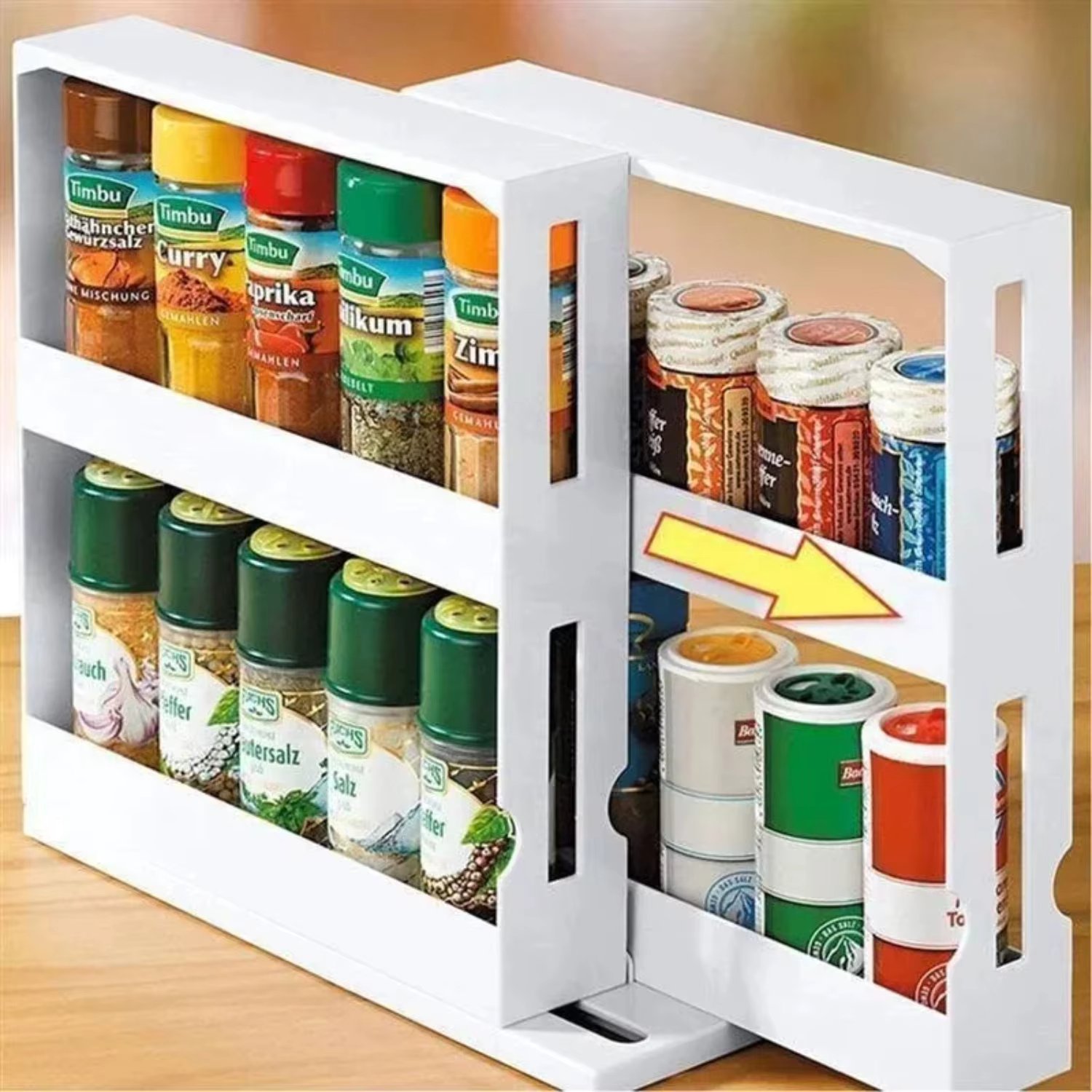 Creative 2 Tier Multi-Rotate Spice Rack Seasoning Swivel Storge Organizer Shelf for Kitchen Bathroom - A Must-have Household Ite