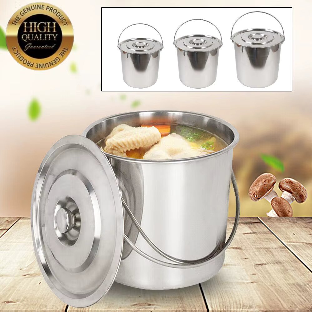 6/12/20L Buckets Kitchen Buckets Food Buckets Milk Buckets Champagne Cooler with Stainless Steel Lid