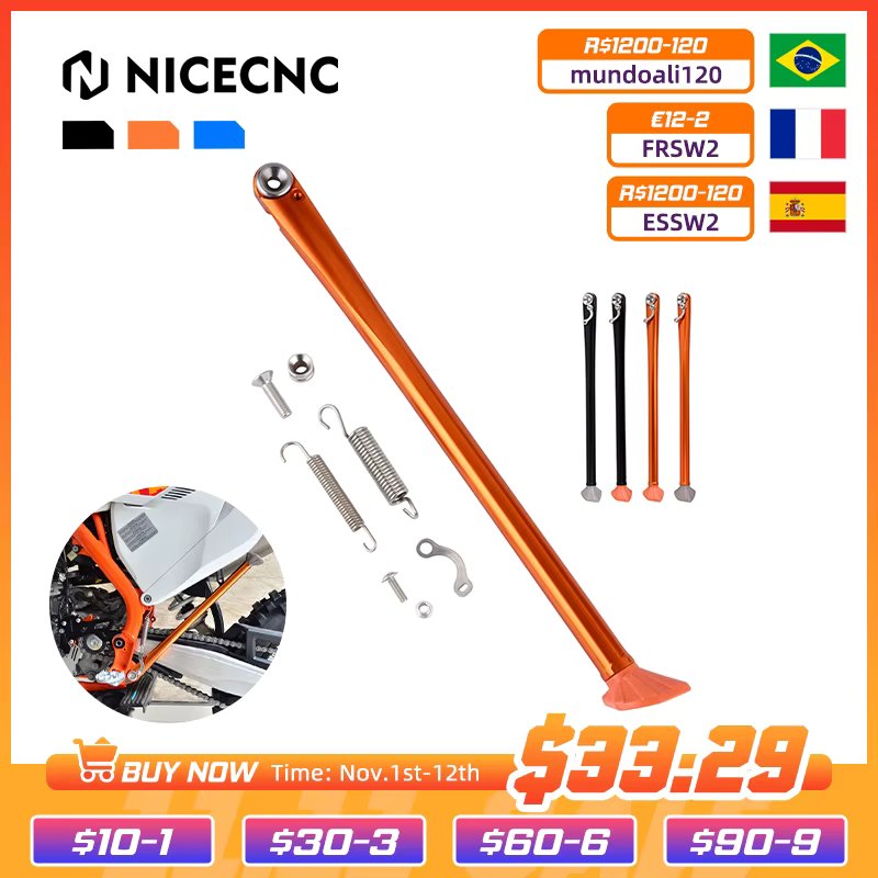 NICECNC Kickstand Side Stand+Spring Kit For KTM EXC 300 EXC-F 350 125 200 250 450 500 530 XC XCF XCW XCFW Six days TPI 2008-2023