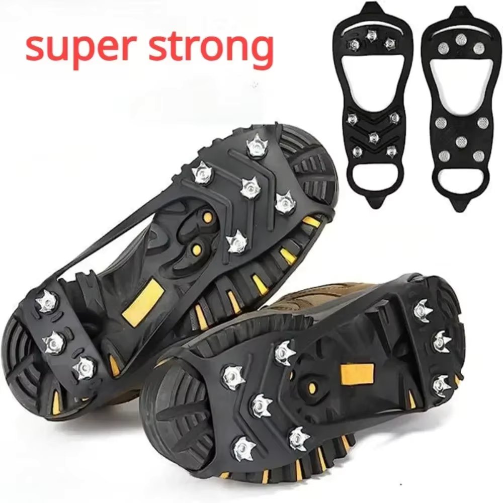 Outdoor 8 Teeth Ice Gripper Spike for Shoes Winter Anti-Slip Hiking Mountain Climbing Snow Crampons Anti-slip Shoe Accessories