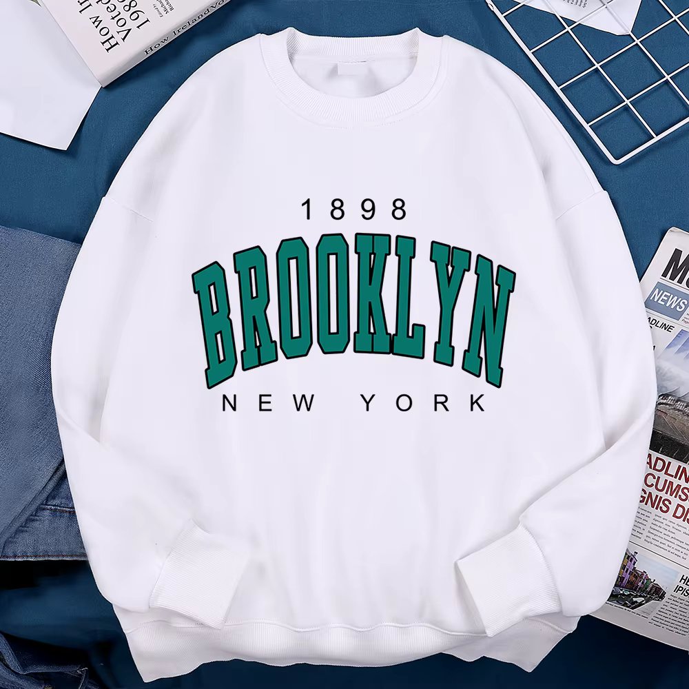 1898 Brooklyn New York Sweatshirts Man Fashion Pullover Sportswear Crewneck Warm Hoodie Autumn Fleece Loose Women Hoodie Couple