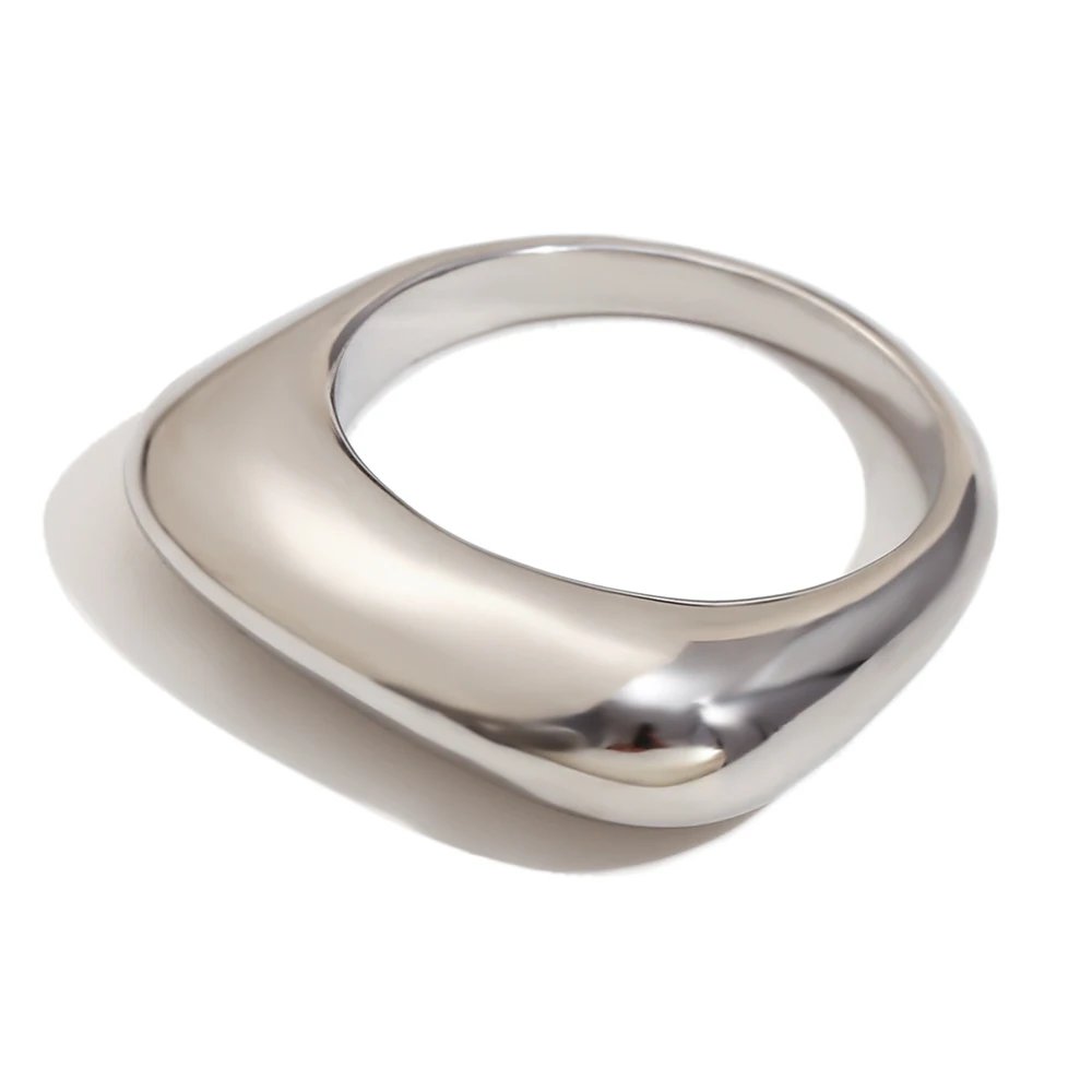 E.B.belle Easy Matching Square Shape Ring Minimalist Style Stainless steel Women Body Decoration Jewelry 18K Gold Plated Charm