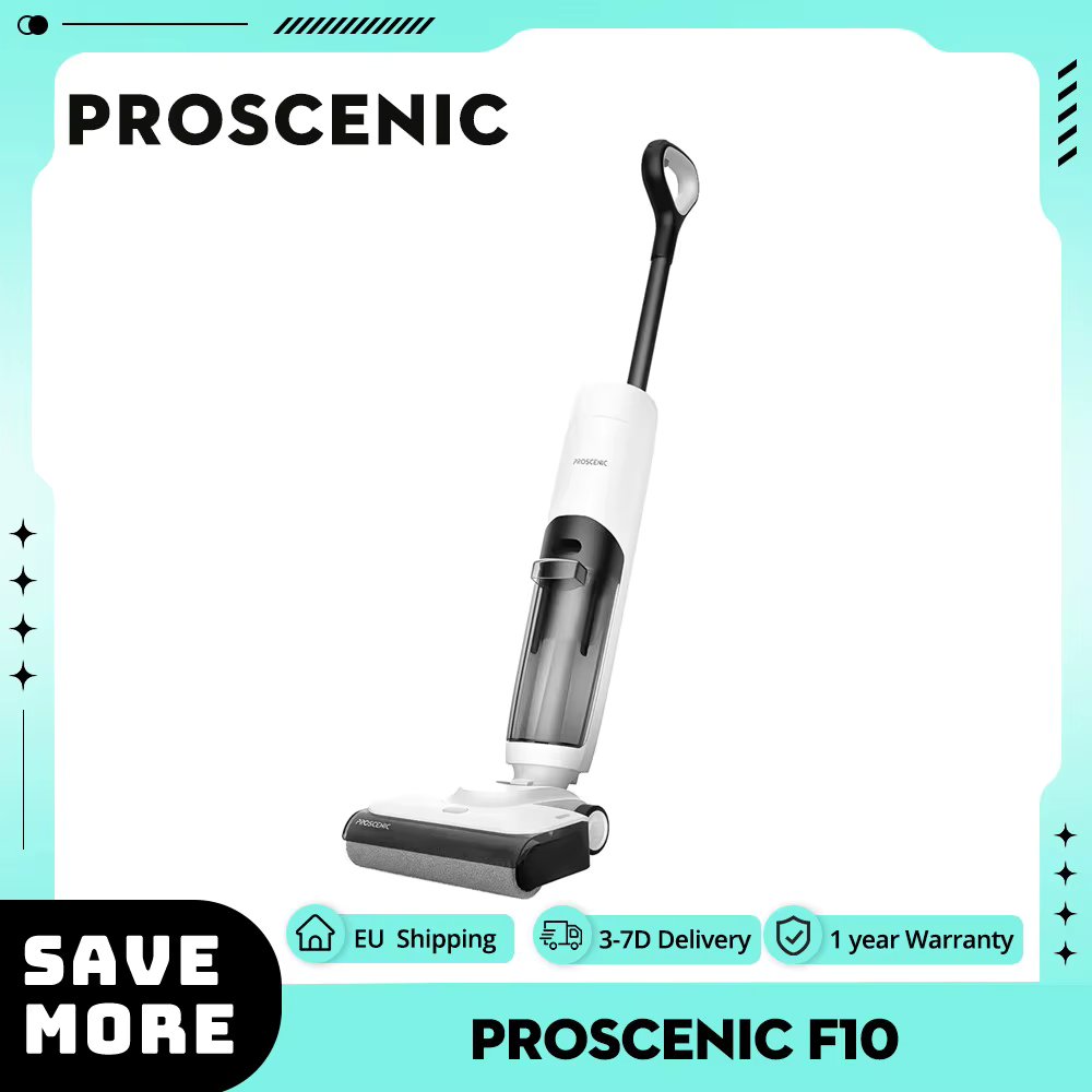 Proscenic F10 Cordless Wet Dry Vacuum Cleaner, Self-Cleaning, Self-Drying, 650ml Water Tank, Max 30min Runtime, 2500mAh Battery