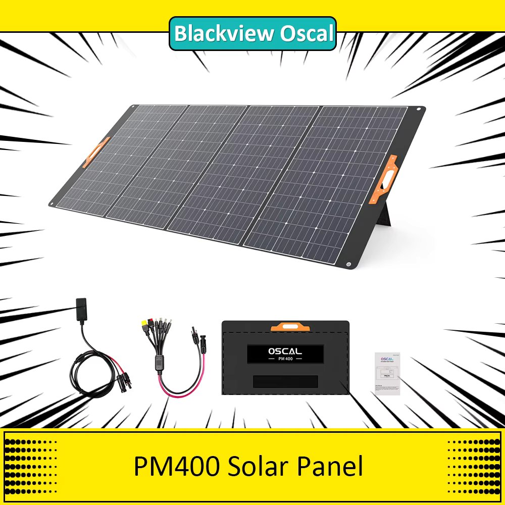 Blackview Oscal PM400 400W Foldable Solar Panel, Adjustable Kickstand, ≥22.7% Solar Conversion Efficiency, ETFE Material, IP65