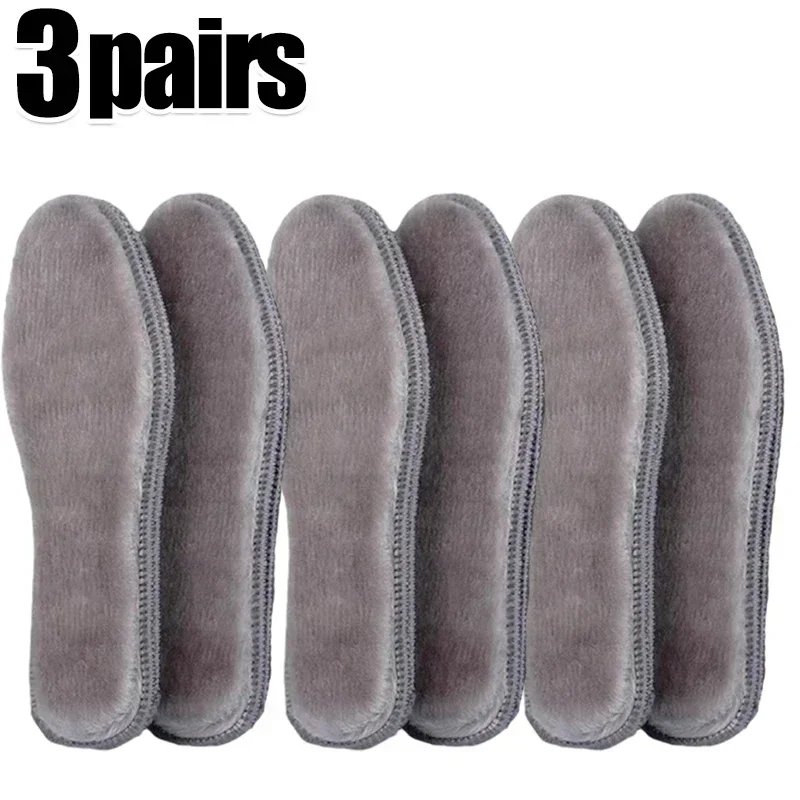Warm Heated Insoles Thermal Thicken Felt Insoles for Men Women Winter Shoes Breathable Snow Boots Alpaca Wool Plush Shoe Pads