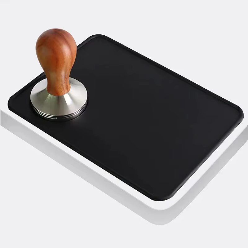 Anti-skid Coffee Tamper Mat Food Grade Silicone Pad Espresso Coffee Tamping Corner Black Thicken Mat for Office Bar Shop