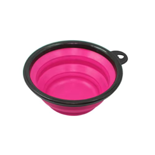 Foldable pink dog feeder
