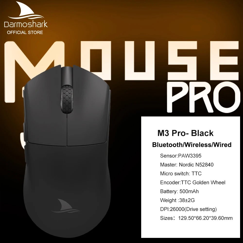 Darmoshark M3 Pro Gaming Mouse 4K Wireless Bluetooth Computer Game Mice 26000DPI PAM3395 Nordic N52840 TTC For Office Laptop