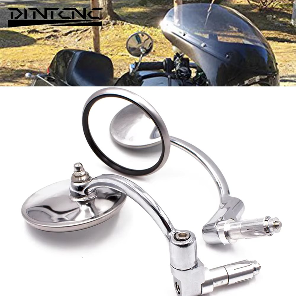 Universal for 22mm for Honda for Kasasaki for Yamaha Motorcycle Retro Round Electroplated Handlebar Mirrors Moto Accessories