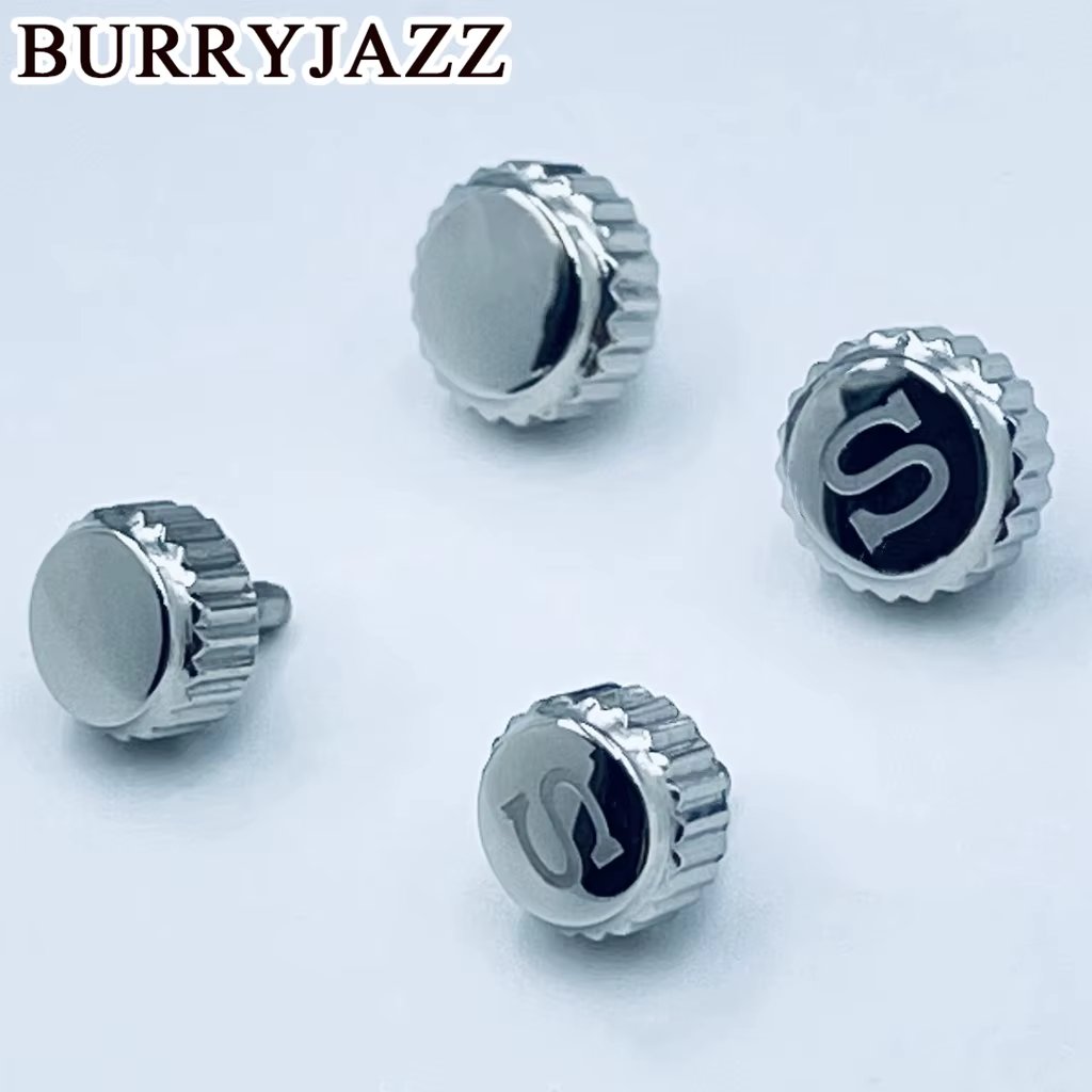 BURRYJAZZ Silver Watch Crowns Watch Parts Replacement S Crown And without S Crown Stainless Steel For NH34 NH35 NH36 Movement