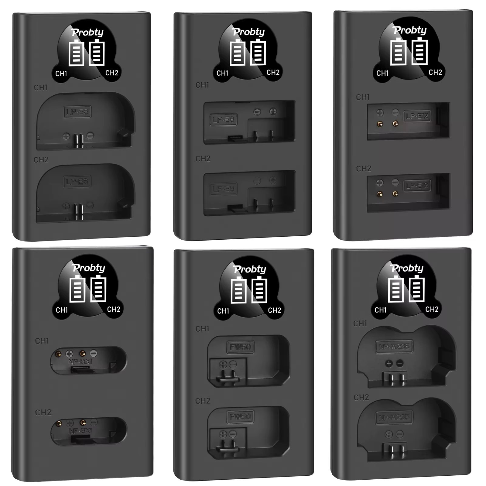 LP-E6 LP-E8 LP-E12 LPE6 NP-FW50 NP-F550 NP-W235 NP-BX1 EN-EL14 EL14 EN-EL15 EN-EL23 LED Camera Battery Dual Charger