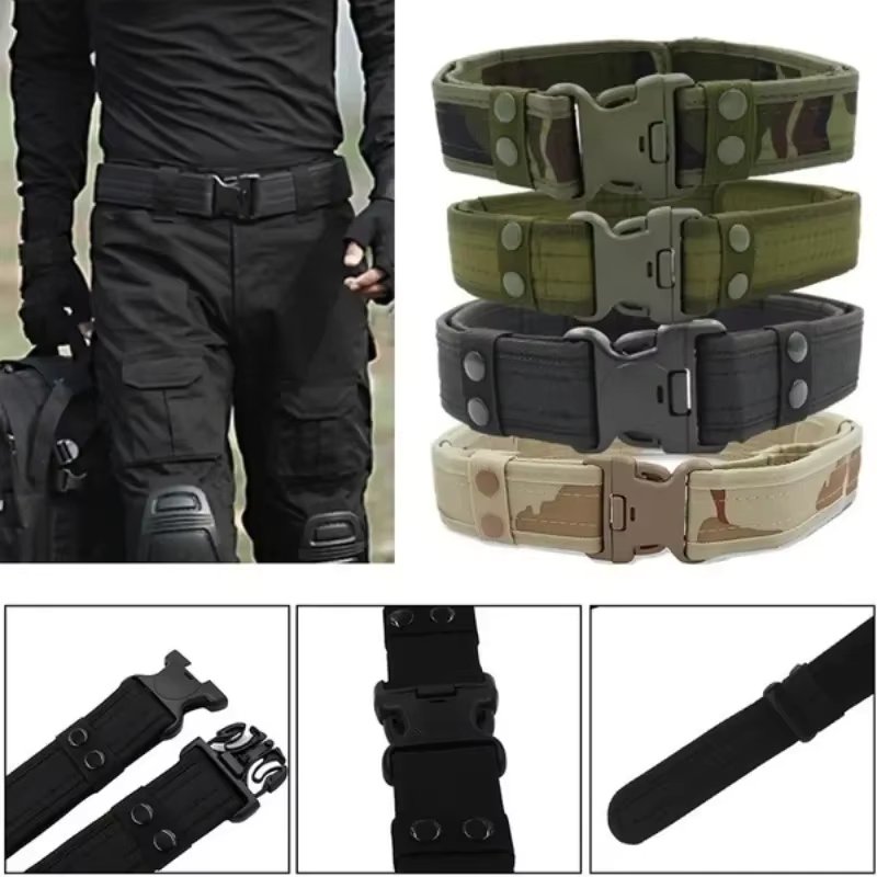 1pcs Army Style Combat Belt Quick Release Tactical Belt Fashionable Easy and Comfortable Men's Canvas Belt Outdoor Waist Trainer