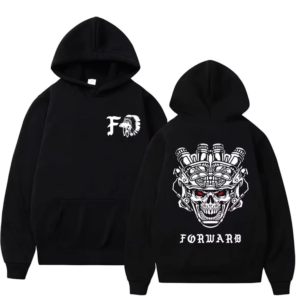 Forward Observations Group Skull Double Sided Print Hoodie Male Fashion  Pullover Men Women's Vintage Casual Hoodies