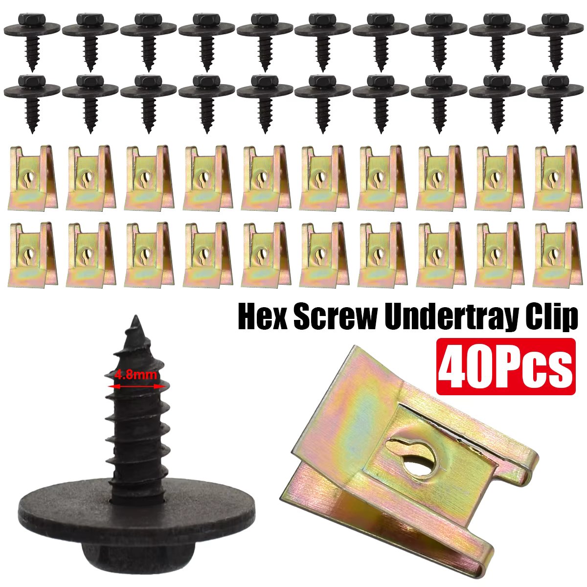 40x Chassis Engine Guard Metal Nut Screw Washers U-shape U-Nuts Clip Car Fender Bumper Cross Head Screws For BMW E46 E92 E90 F10