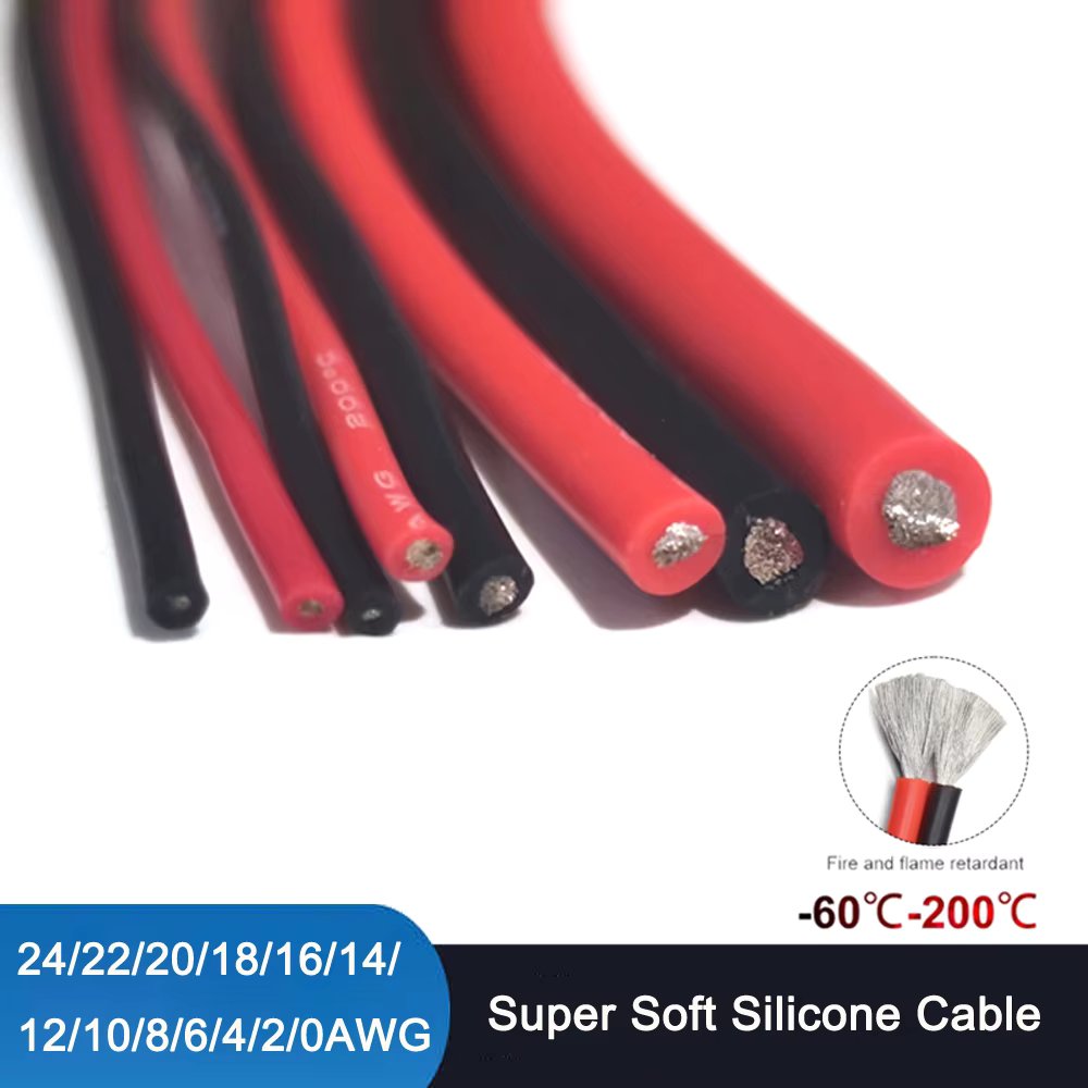 Super Flexible Silicone Wire 24awg 22 20 18awg 16awg 14awg 12awg 10awg 8AWG Heat Resistant Electric Wire Tin-plated Copper Cable