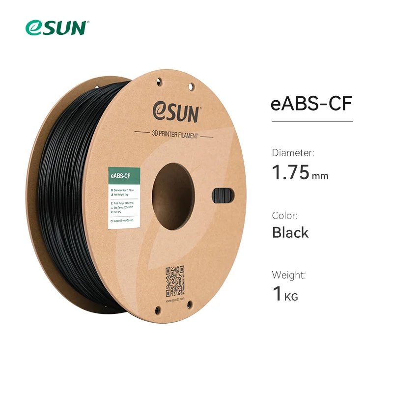 eSUN ABS Filament Carbon Fiber Filled ABS Filament 1.75mm 1KG Spool (2.2 LBS) 3D Printing Materials ABS-CF for FDM 3D Printers
