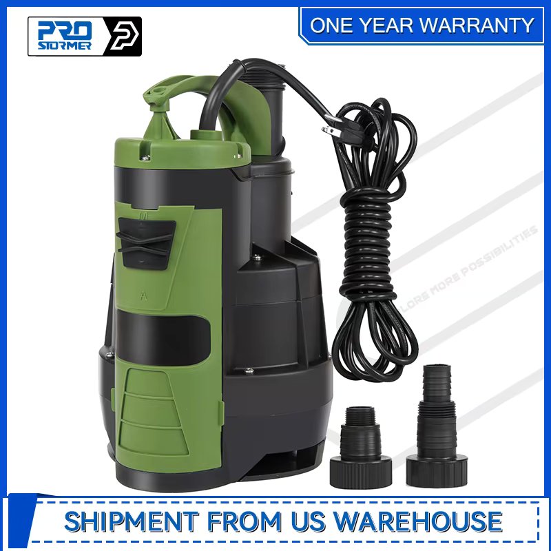 Sump Pump 1HP 3500GPH Submersible Clean/Dirty Water Pump with Build-in Float Switch and Handle for for Pool, Pond Garden(Green)
