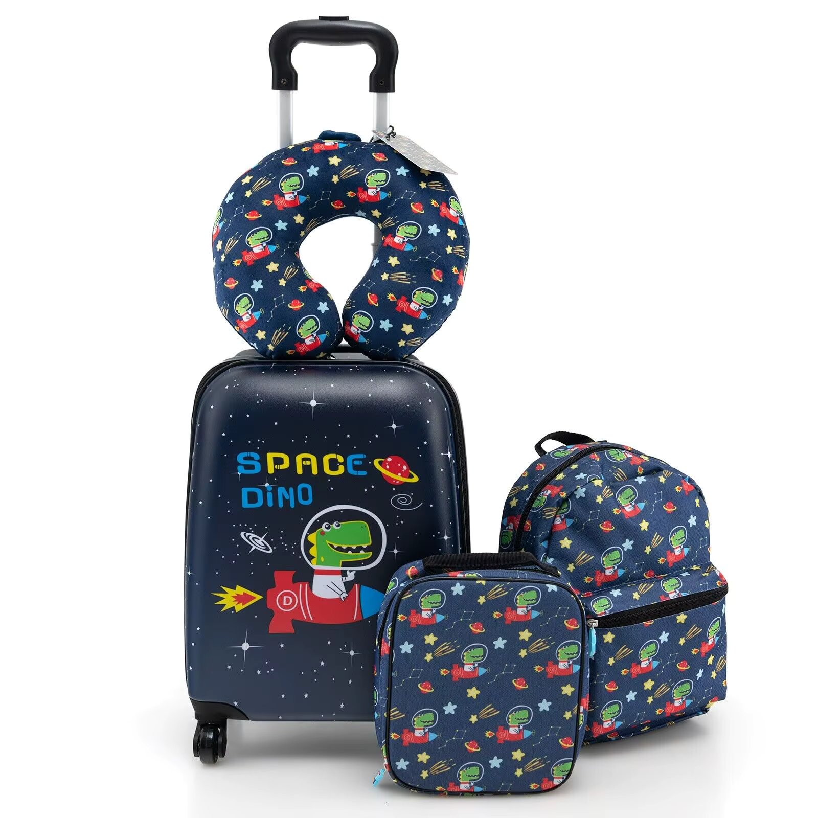 DORTALA 5Pcs Kids Luggage Set Carry-on Children Rolling Suitcase Set w/Backpack