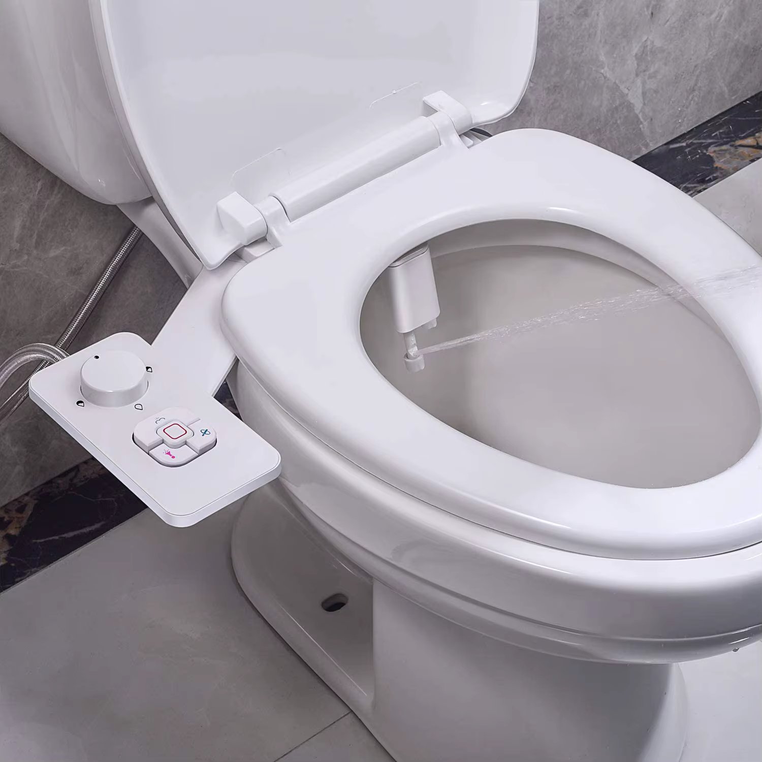 Samodra Toilet Bidet Shower Ultra-thin Bidet Toilet Seat Attachment Non-electric Bidet sprayer Dual Nozzles Frontal & Rear Wash