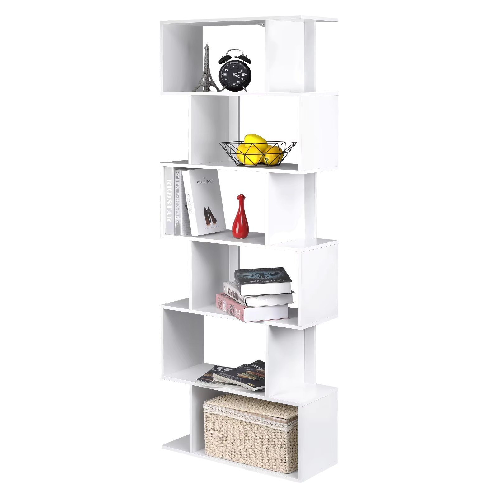 Tall Freestanding Bookcases Modern Book Shelf 6 Storage Cubes Unit for Living Room Bedroom Office Home Decoration