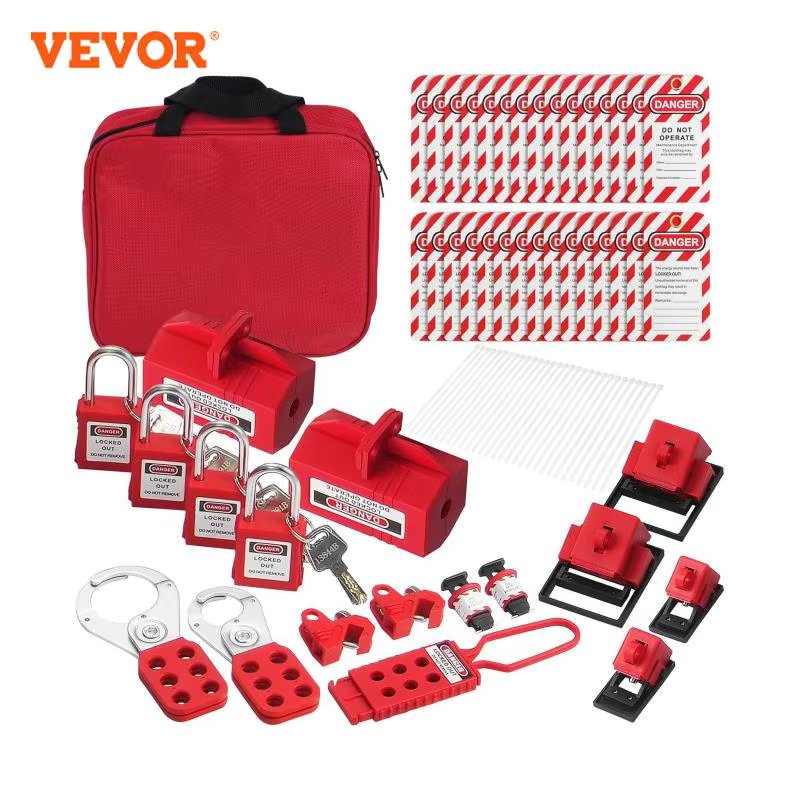 VEVOR Electrical Lockout Tagout Kit 47 PCS Safety Loto Kit Includes Padlocks Hasps Tags Nylon Ties Plug Lockouts Circuit Breaker