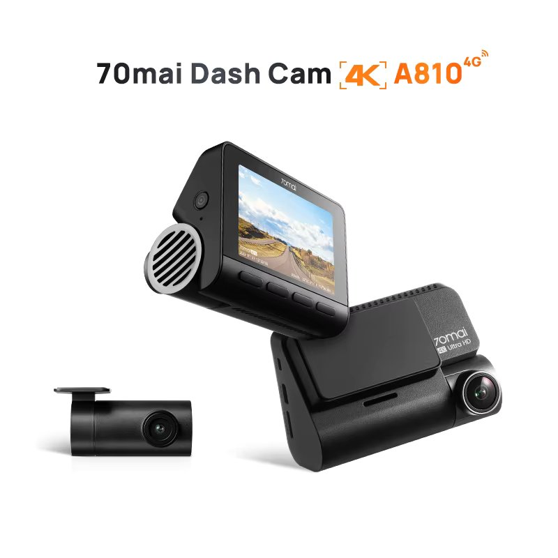 70mai 4K Dash Cam A810 Ultra HD Resolution Built-in GPS ADAS Night Vision Auto Record 150FOV70mai A810 Car DVR Support Rear Cam