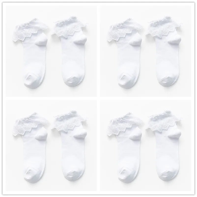 4  white lace socks