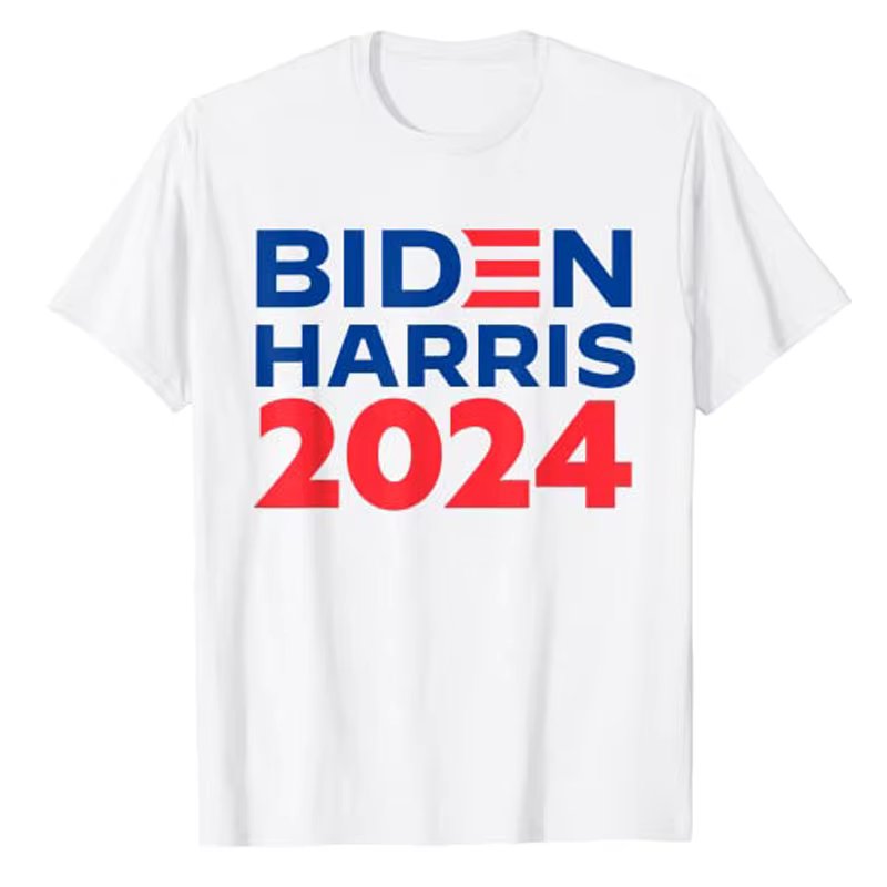Biden Harris 2024 T-Shirt Support Joe-Biden and Kamala-Harris 2024 Re-election Tee Tops Funny Campaign Patriotic Graphic Outfits