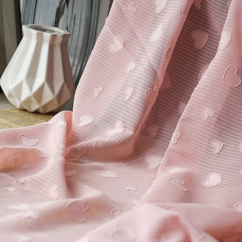 Chiffon yarn love pattern striped jacquard fabric tulle fabric DIY girls dress shirt 150 cm wide